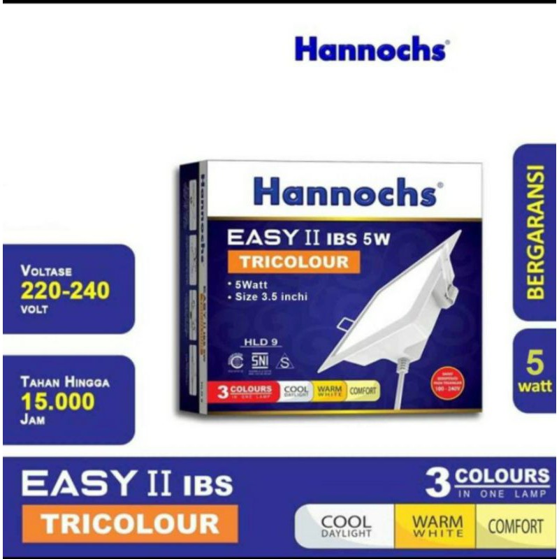 downlight hannochs easy II tricolour 5W / panel led / lampu downlight / downlight 3 warna hannochs