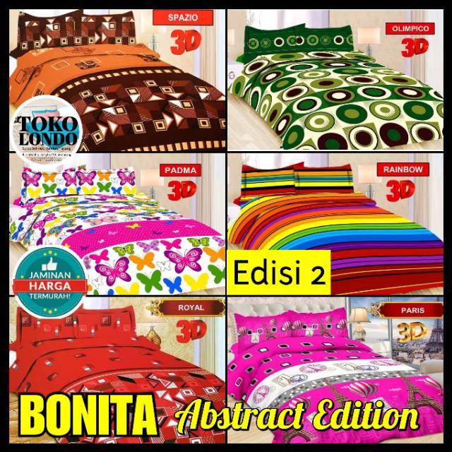 Sprei BONITA King Size uk 180x200 MINIMALIS Bantal 2 Bantal 4 Paris Paragon Viviane Wedding