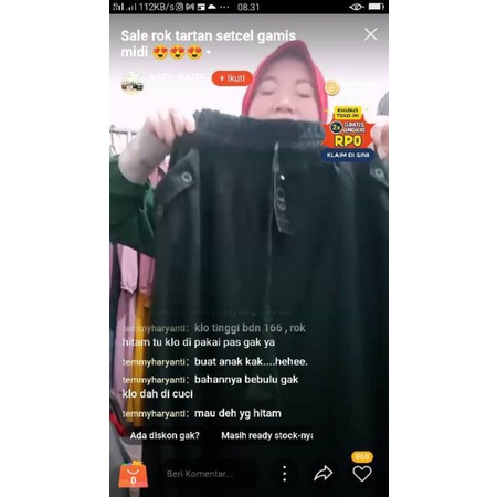 rok tartan warna hitam polos