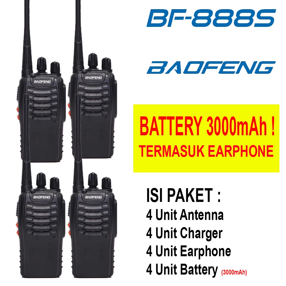 HT BF888s Radio Jarak Jauh Handy Talky Walky Talky UHF Jarak  + Earset 4 Unit