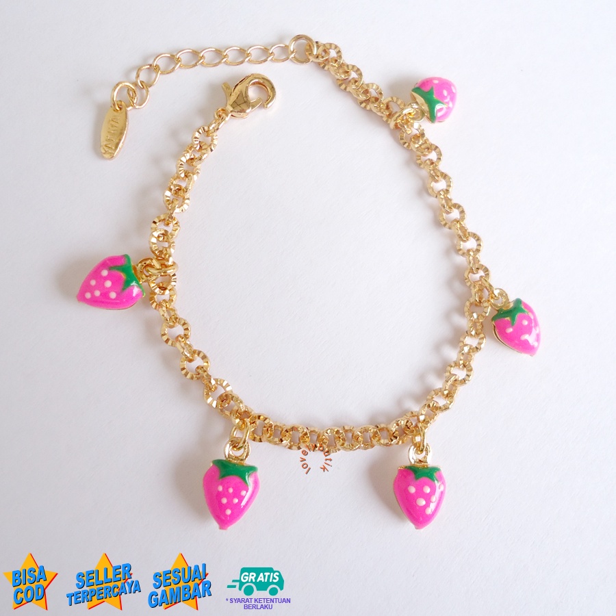 Lovelybutik - Gelang Tangan Xuping Anak Gold - M3lly Gelang Xuping Anak Perempuan Terbaru Dengan Mainan Stober1 Ukuran 15 Cm