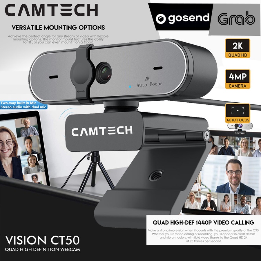 CAMTECH Webcam 2K 4MP CT50 QHD 1440P With Auto Focus