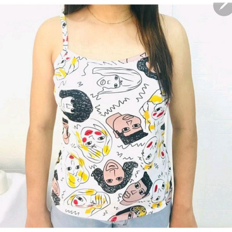 TankTop Corak motif tali kecil baju tank top distro retro