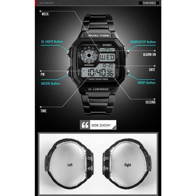 SKMEI Jam Tangan Digital Pria JT 41 Jam Tangan Cowok Keren Berkualitas Penutup Stainless Anti Air