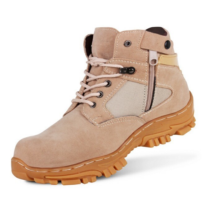 Sepatu Safety Tactical Boots Pria BITE Sleting Cream Gurun Ujung Besi Hiking Militer PDL Touring