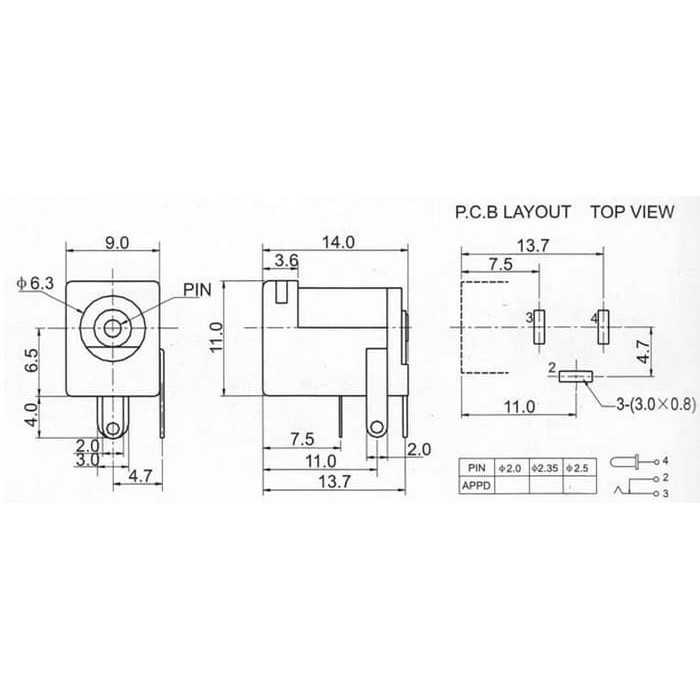 Socket DC Female 5.5 x 2.1mm DC-005