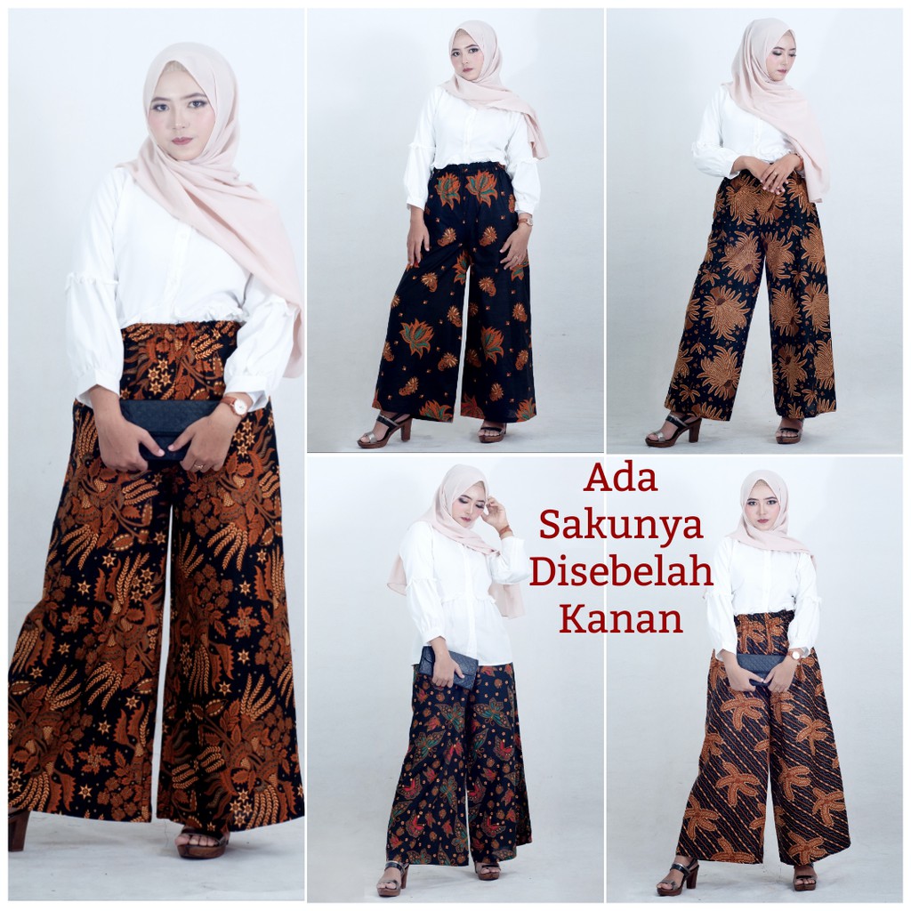 KULOT BATIK WANITA PEKALONGAN SOGAN MOTIF BATIK JARIK LAWASAN CULLOTES PANTS MURAH KULOT BATIK-4