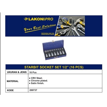 LAKONI PRO - STARBIT SOCKET SET 1/2” (16 PCS)