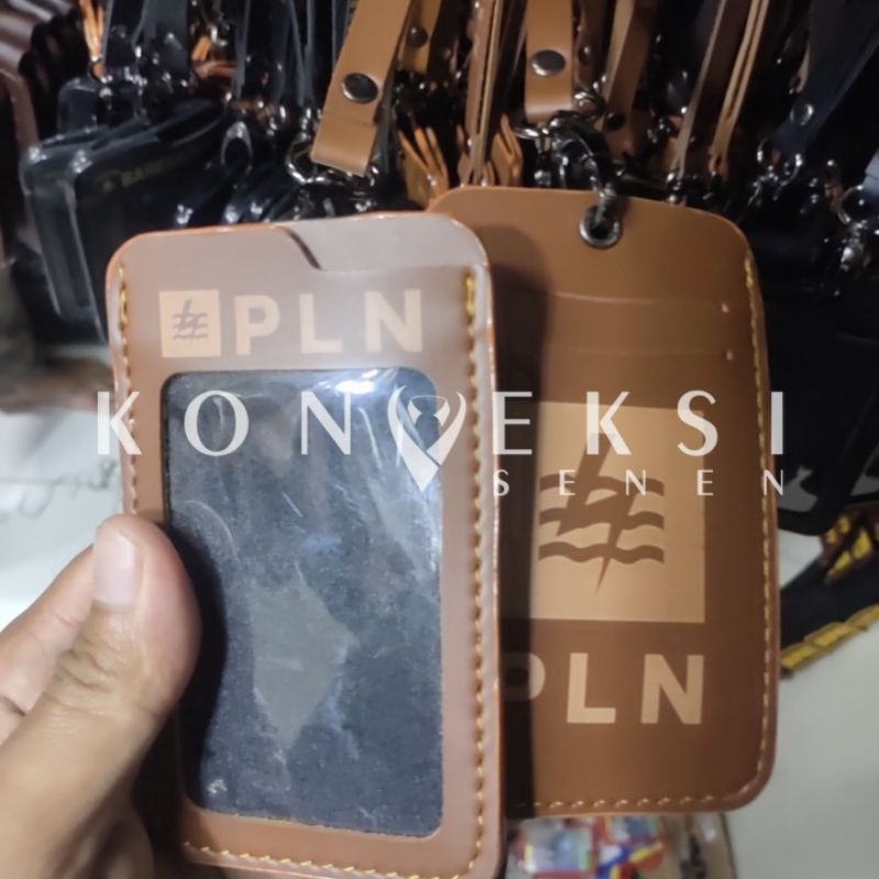 gantungan kulit id card pln perusahaan listrik negara