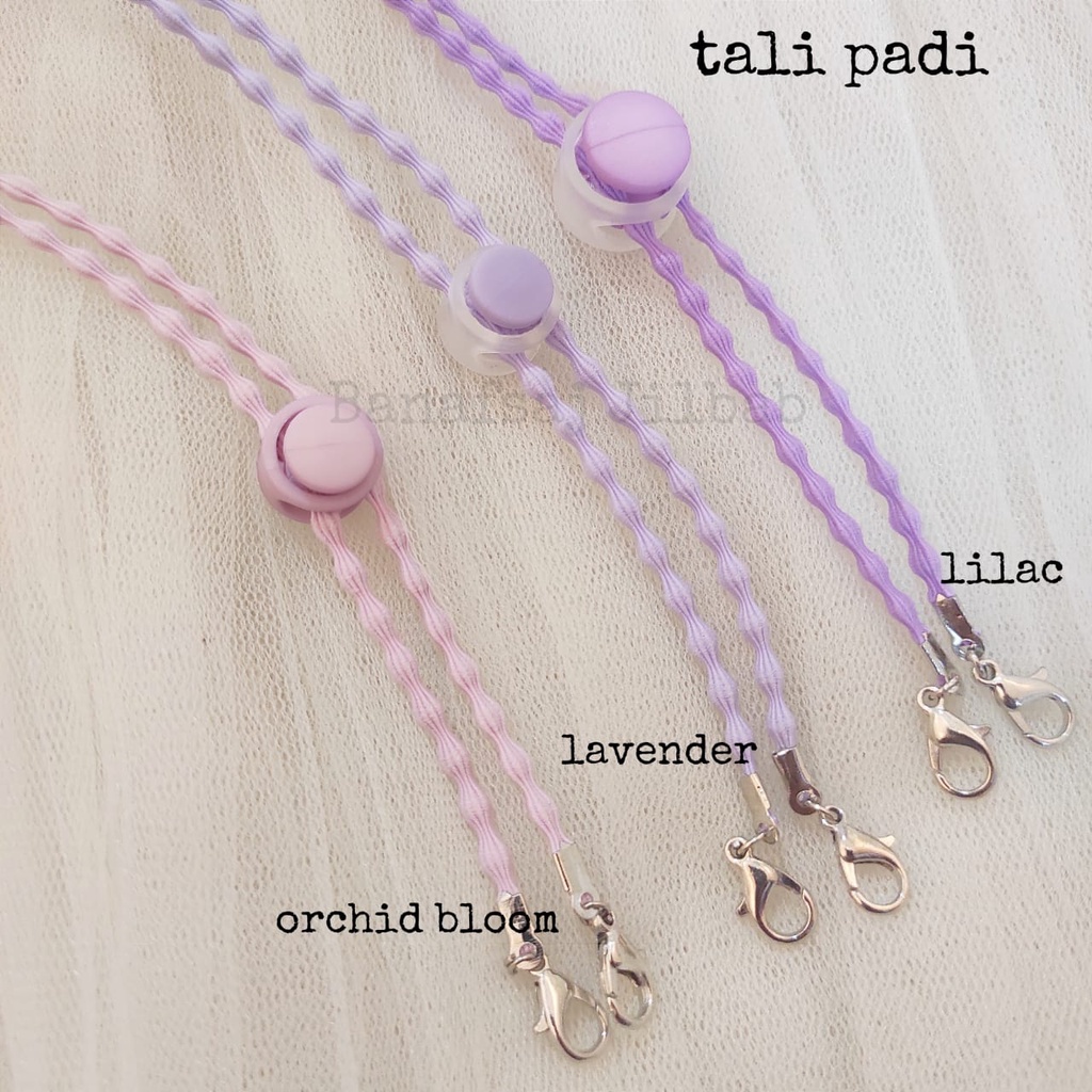 STRAP MASKER HIJAB 2IN1 TALI PADI DAN TALI ULIR DENGAN STOPPER WARNA