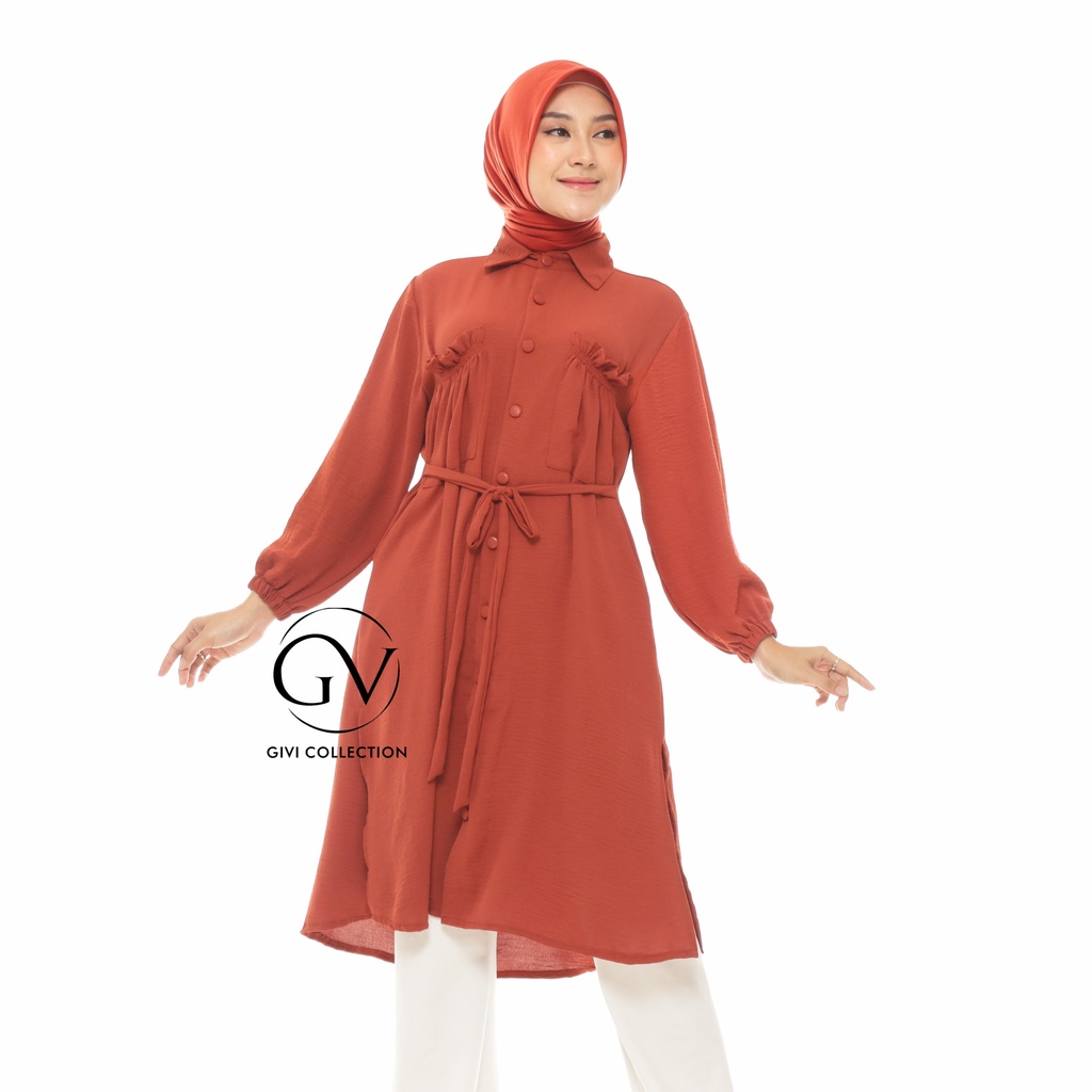 Nindy Cringkel tunik | tunik crinkle | dress kemeja tunik