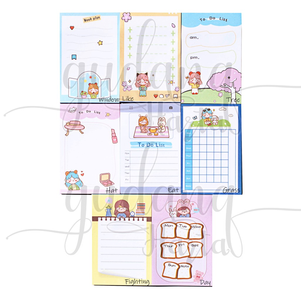 Sticky Notes Brunette Girl Lucu Notes Cewek DIY Scrapbook GH 301428