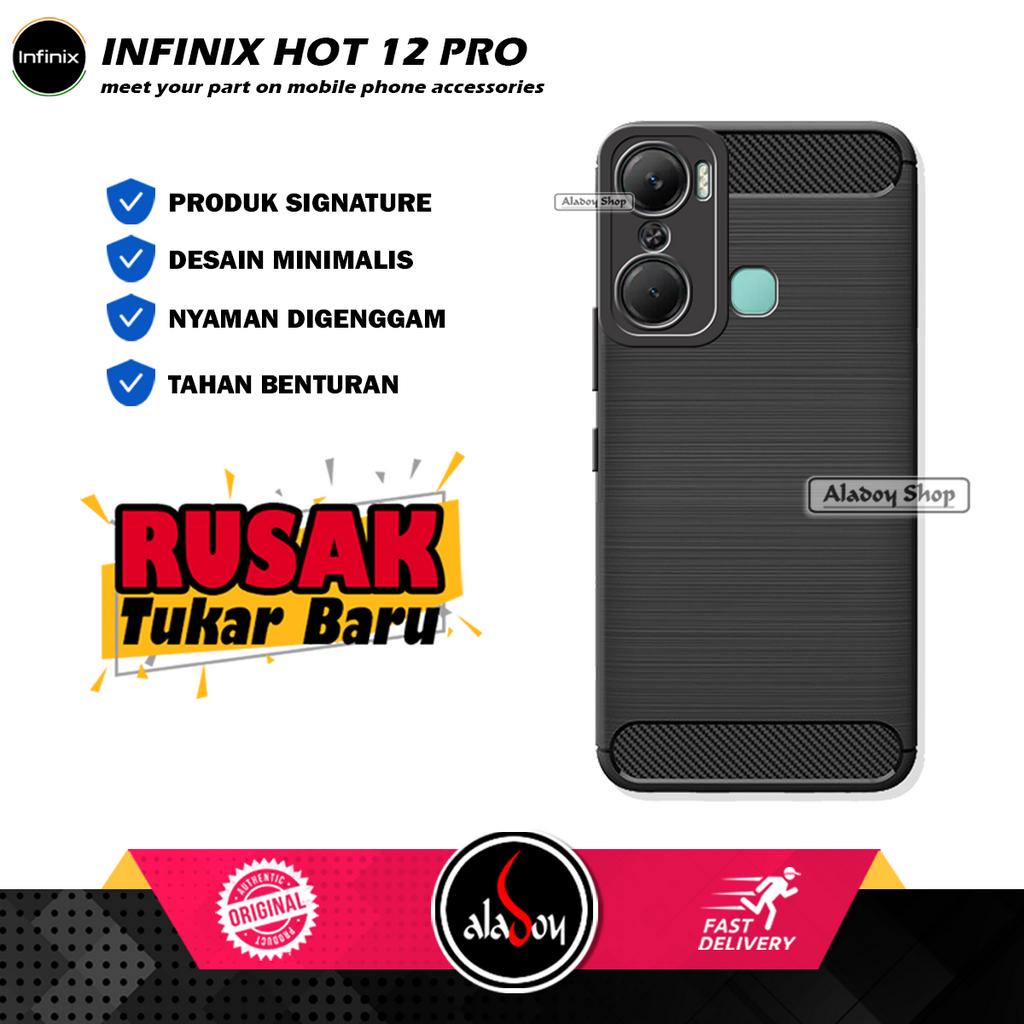 Case Infinix Hot 12 Pro Ultra Slim Ipaky Carbon Premium Softcase Casing