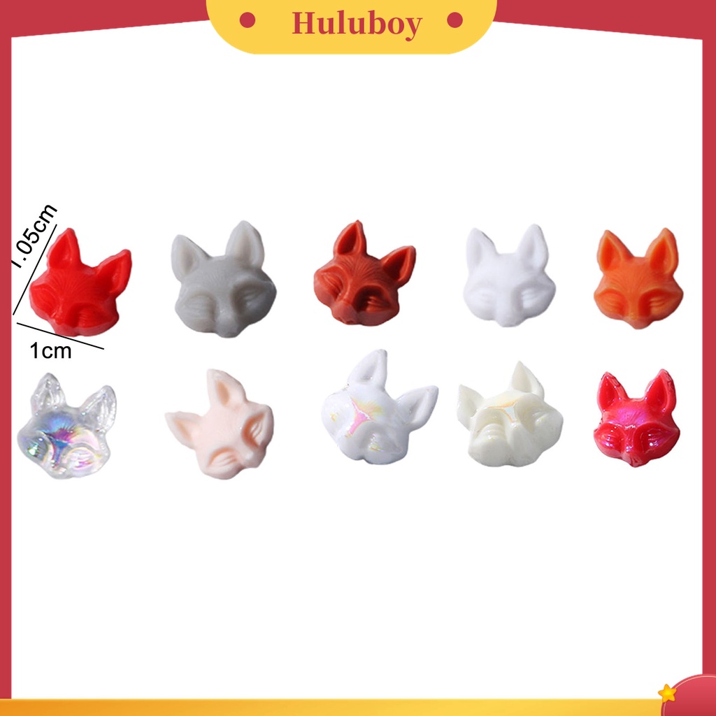 Huluboy Huluboy♡ 30pcs / Set Ornamen Kuku Bentuk Kepala Rubah 3D Efek Vivid Untuk Dekorasi Wanita