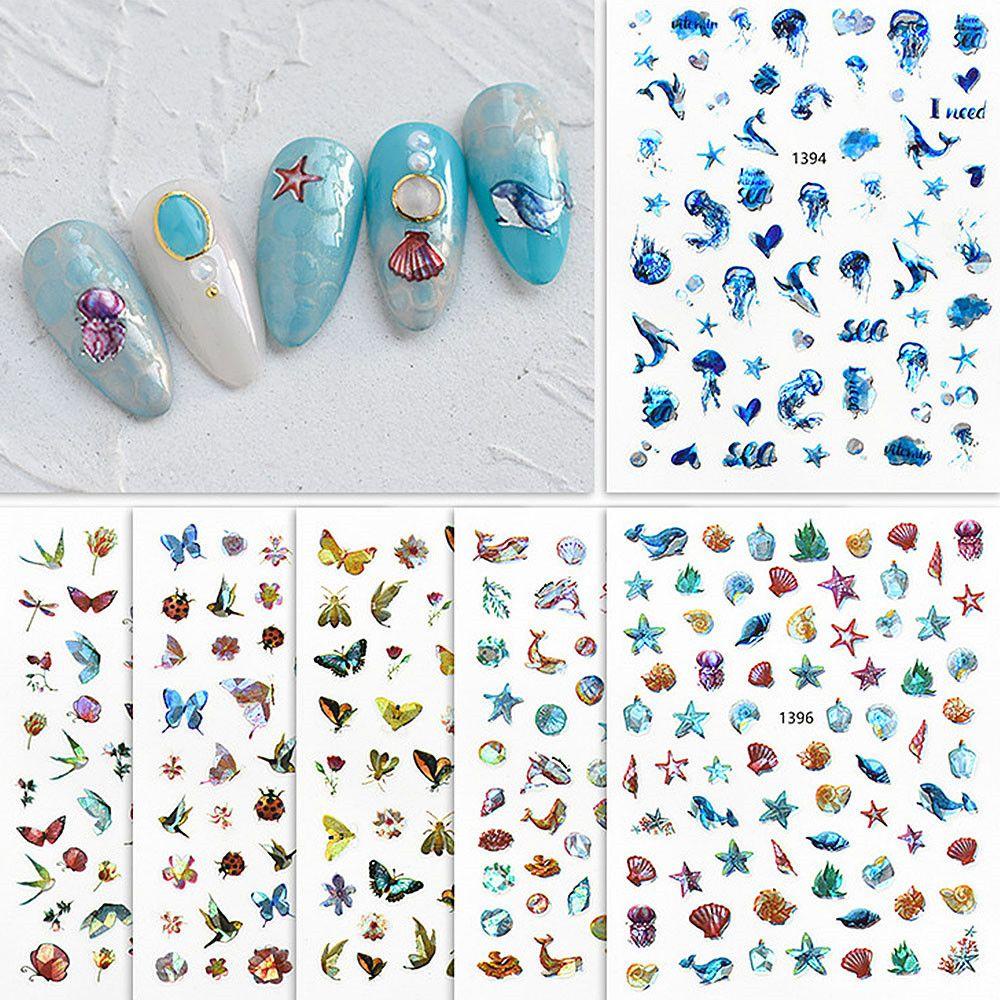 1pc Stiker Kuku Decal Laser Ultra Tipis Untuk Dekorasi Nail Art