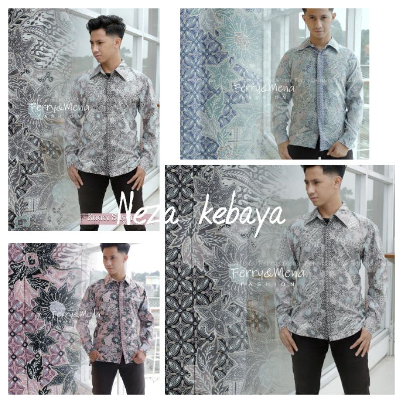 Kemeja batik semi sutra foill//kemeja batik lengan panjang//kemaja batik motif mojang//kemeja batik pesta//kemeja batik couople