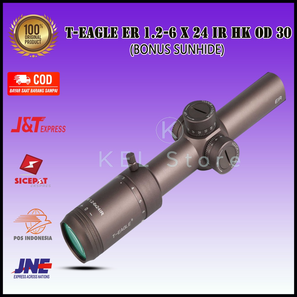 Teleskop Senapan Angin T-eagle ER 1.2-6x24IR HK