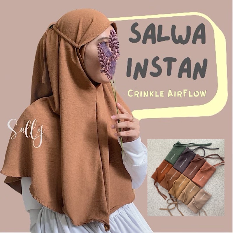 salwa instan rayon crinkle/ khimar tali/bergo non pet