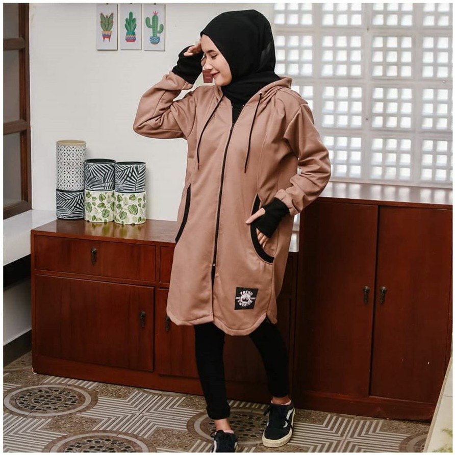 Long RH Zipper - Jaket Wanita Muslim