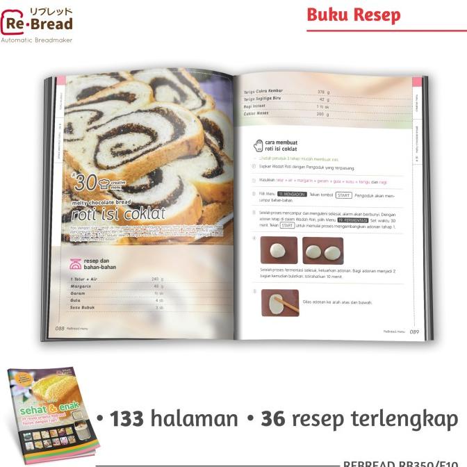 Buku Resep Bread Maker Re-Bread E10-Rb350 / Automatic Bread Maker Lapak Otopedia