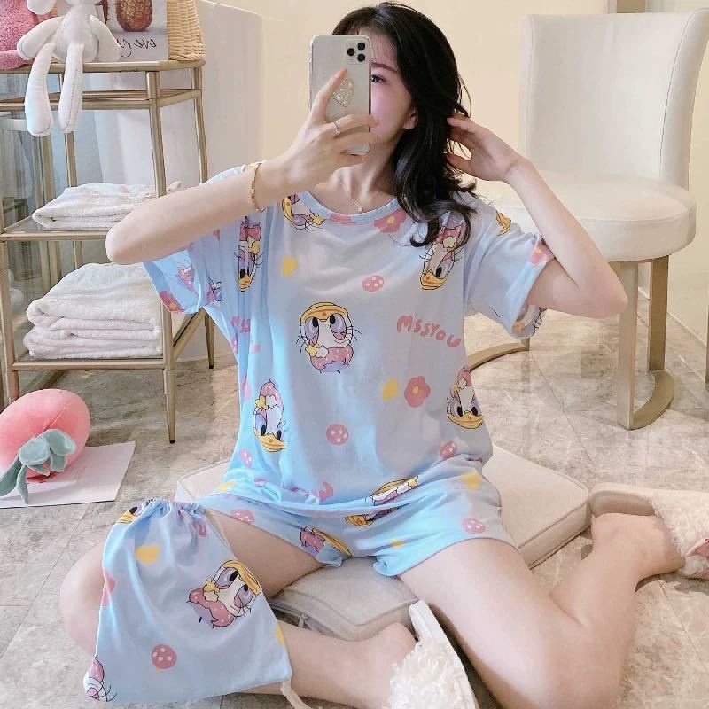 Baju Tidur Setelan Lengan Pendek Celana Pendek Wanita Piyama Set Cewek Import Korea Motif Karakter Murah Lucu Bahan Adem Baju Rumah Santai Perempuan Impor Fashion Korea