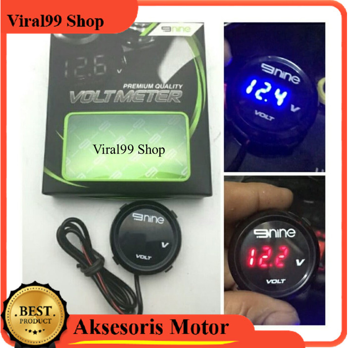Voltmeter Motor Bulat Alat Pengukur Aki Bulat Digital
