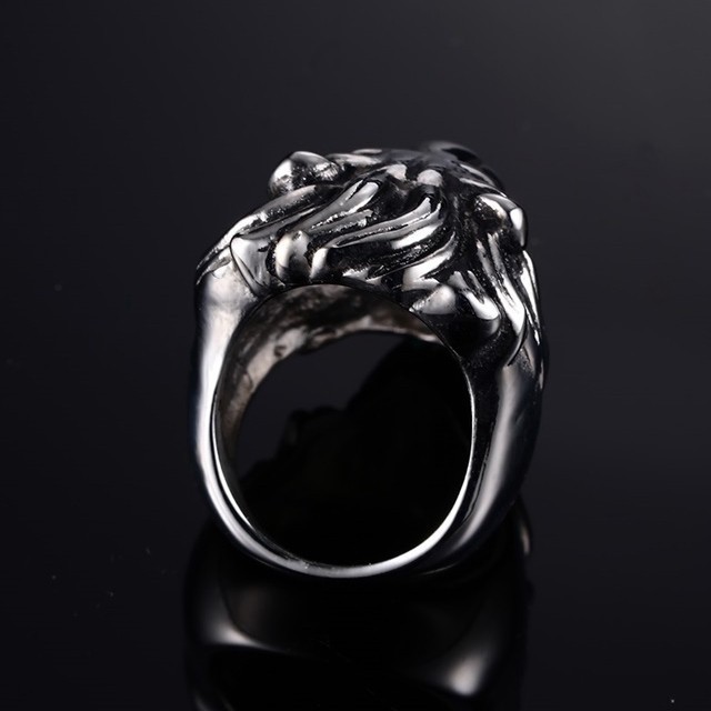 SEUSUK Cincin Punk Desain Singa Bahan Stainless Steel untuk Pria COD Ring