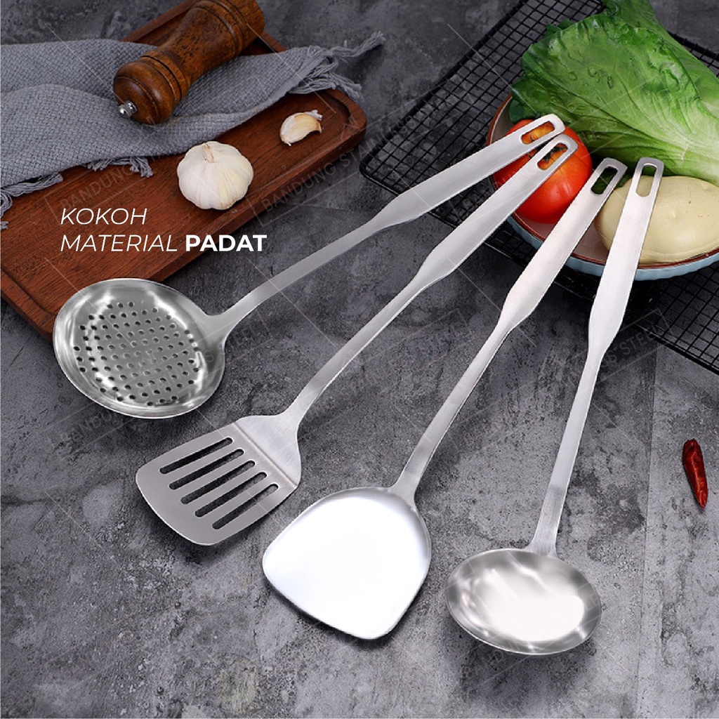 Spatula sodet sutil centong lubang dan NON lubang dengan Kait Stainless Steel