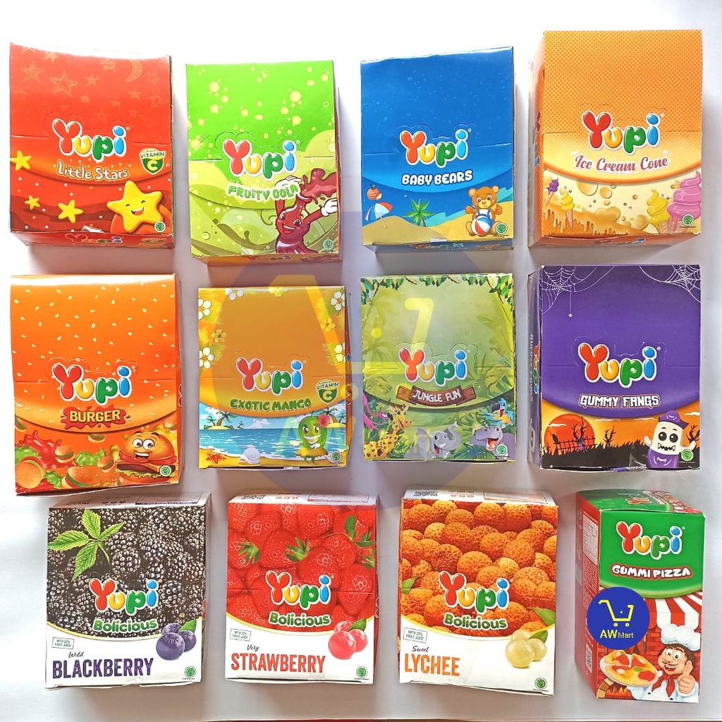 YUPI BOX- ALL VARIAN -  YUPI MARSHMALLOW CHOCO PIE , BABY BEARS, LITTLE STAR, JUNGLE FUN, GUMMI PIZZA, MINI BURGER, BOLICIOUS