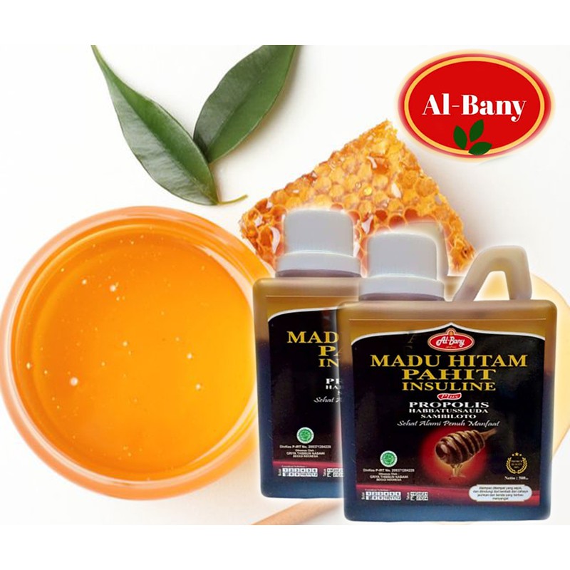 

Paket Super Madu Hitam Pahit Al-Bany Nett 500gr Plus Daun Insuline,Propolis Trigona,Habbatussauda