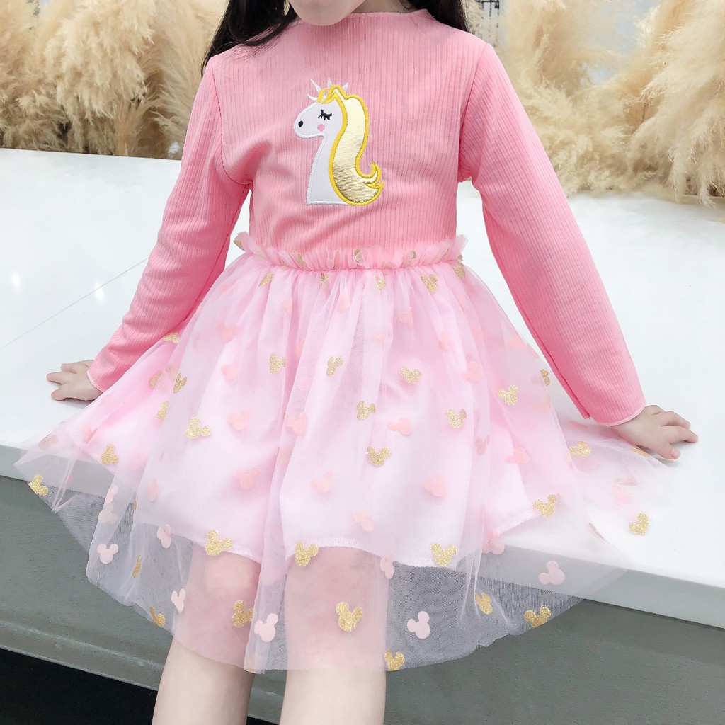 HappyOliver DRESS UNICORN MKY EBV Baju Dress Anak Perempuan Import 6 bulan - 6 Tahun/Dress Bayi Perempuan/Gaun Bayi Perempuan/Dress Pesta/Dress Bayi