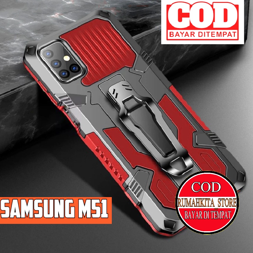 CASE SAMSUNG GALAXY M51 CASING TERBARU SHOCKPROOF KICKSTAND CLIP RUGGED ARMOR HYBRID HARD THIN