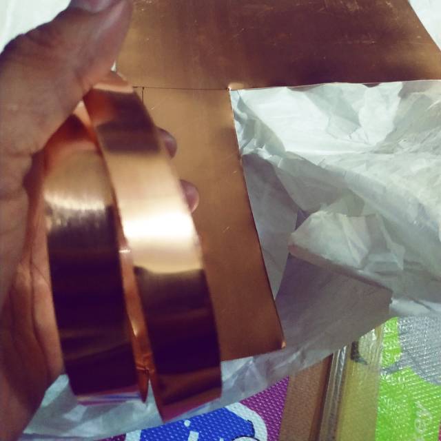 Lempengan plat lembaran tembaga murni ukuran 1cm x 15cm tebal 0.2mm