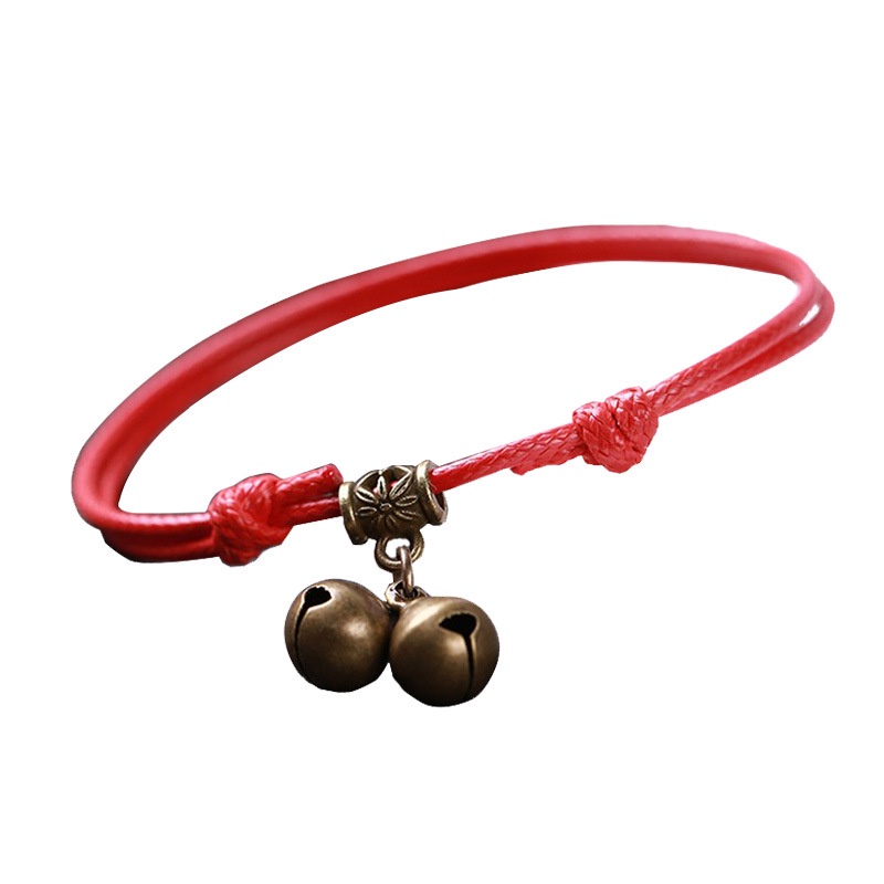 Mori gaya Bell gelang wanita tali merah beberapa gelang vintage Palace Bell gaya Korea siswa kepriba