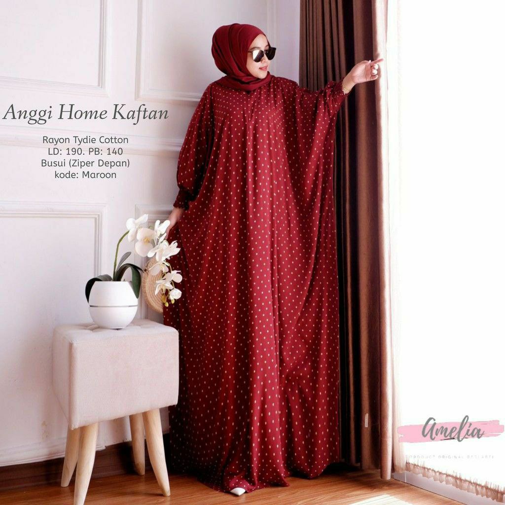 Kaftan Keisha - Kaftan Wanita Jumbo Katun Rayon  Busui Daster Polkadot Bigsize Fashion Kekinian LD 190 cm