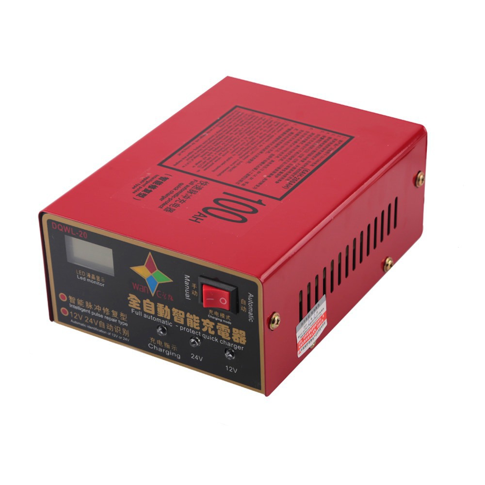 WanleCharger Aki Mobil Lead Acid Smart Battery Charger 12V24V 6-200AH DQWL-20 Red Grab Medan