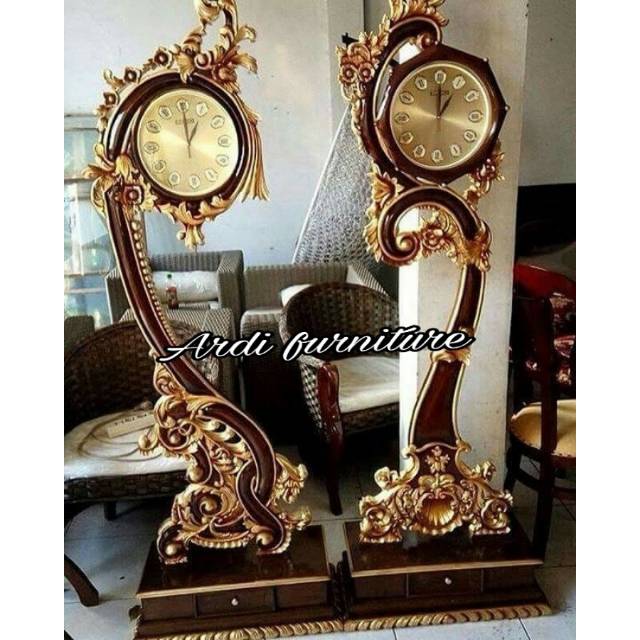 Jam hias,jam ukir,jam berdiri kayu jati