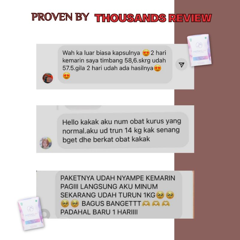 INSTASLIM (KAPSUL PELANGSING BPOM) - OBAT DIET AMAN, HERBAL, PEMBAKAR LEMAK, DIET ALAMI, AMPUH