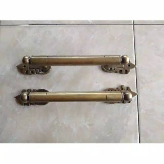 Handle Pintu Rumah Kuningan Antik Murah Motif Pipa 33cm