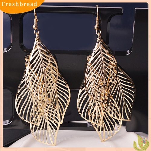 【Fresh】Women's Retro Baroque Style Cluster Hollow Leaves Tassels Hook Dangle Earrings