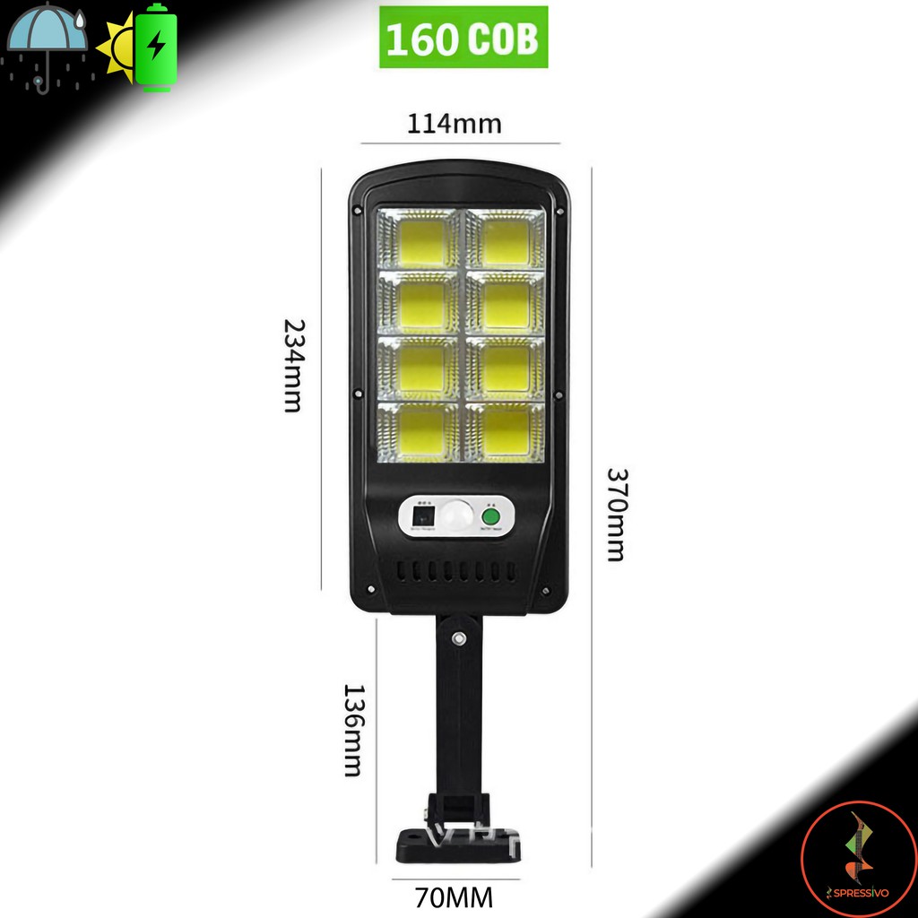 Lampu Sorot 160 LED 8 COB Tenaga Surya Sensor PIR + Remote