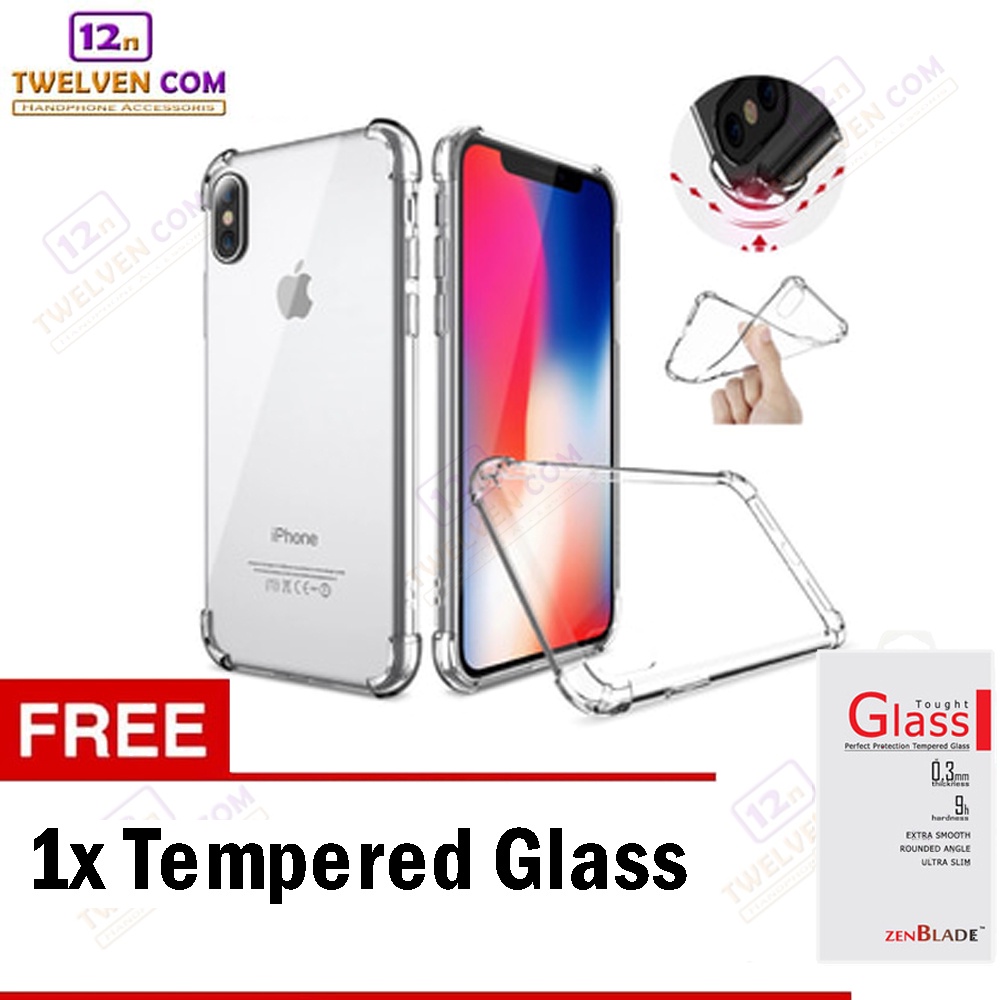 [FLASH SALE] Case Anti Crack Anti Shock Softcase iPhone X / XS - Free Tempered Glass