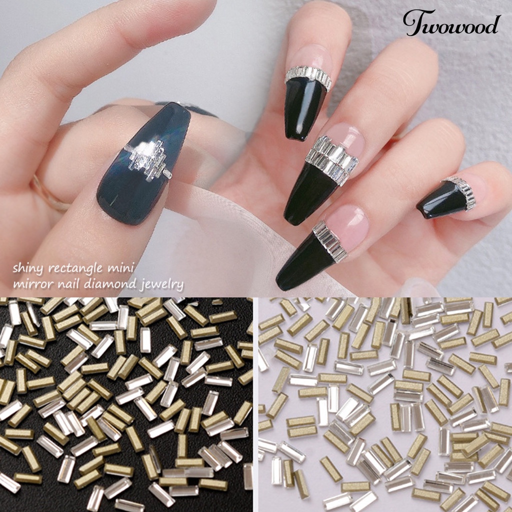 200 Pcs Ornamen Berlian Imitasi Bentuk Kotak Untuk Manicure Charms