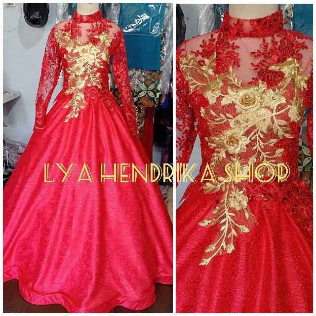 Baju pengantin/pre wedding/penyanyi/pesta merah 3D