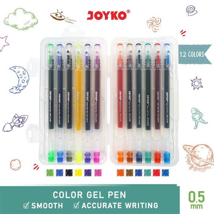 

SALE Color Gel Pen / Pulepen / Pena Joyko GPC-247S / 12 Warna / 0.5 mm