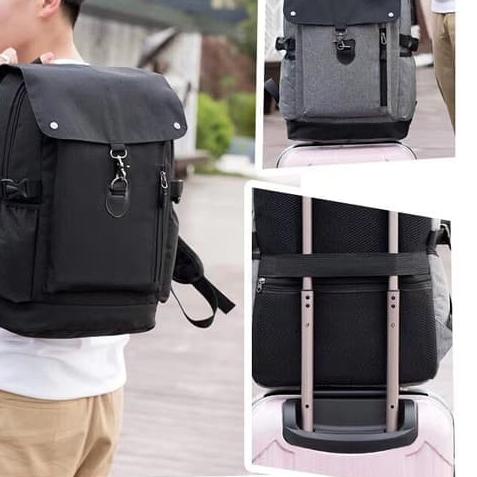 ♦ Tas Ransel USB Tas Laptop Pria Tas Laptop Wanita External USB Backpack - Abu -abu Tua ✯