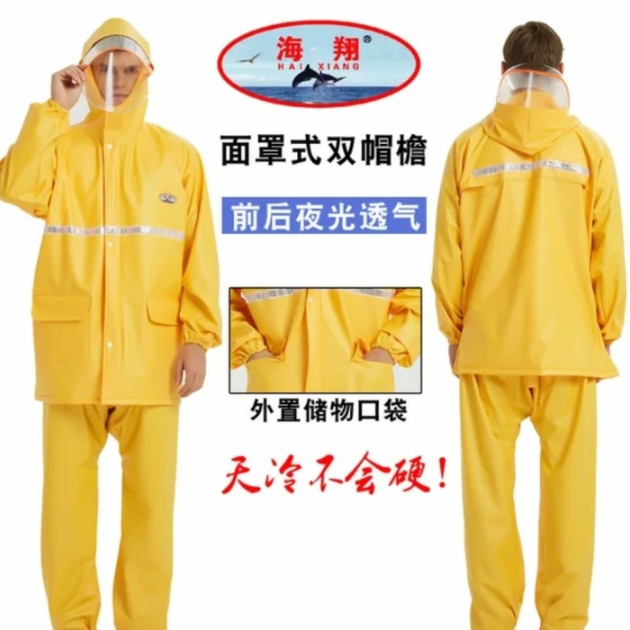 jas hujan import XL kuning - jaket hujan setelan import - mantel impor