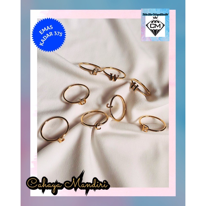 Cincin Huruf Emas Kadar 375 (8K) Berat +/- 0,65 Gram