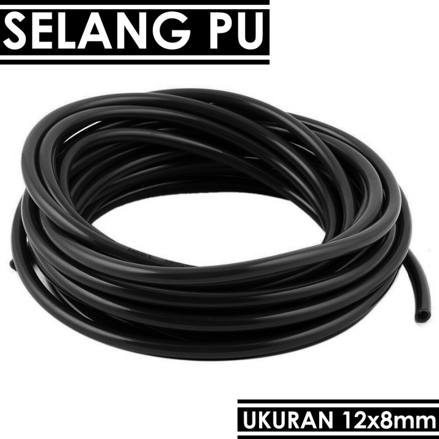 Selang Pu Warna Hitam Ukuran 12x8mm - Selang Pu 12mm