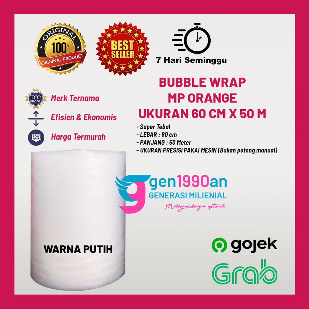 

tAe Plastik Bubble Wrap 50 m x 60 cm Mulia Pak Orange TOMANG JAKBAR